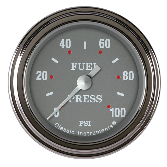 Classic Instruments Silver Gray 2-1/8" Fuel Pressure Gauge (100 PSI) - SG146SLF