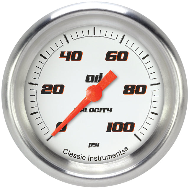 Classic Instruments Velocity White 2-5/8" Oil Pressure Gauge - VS381WAPF