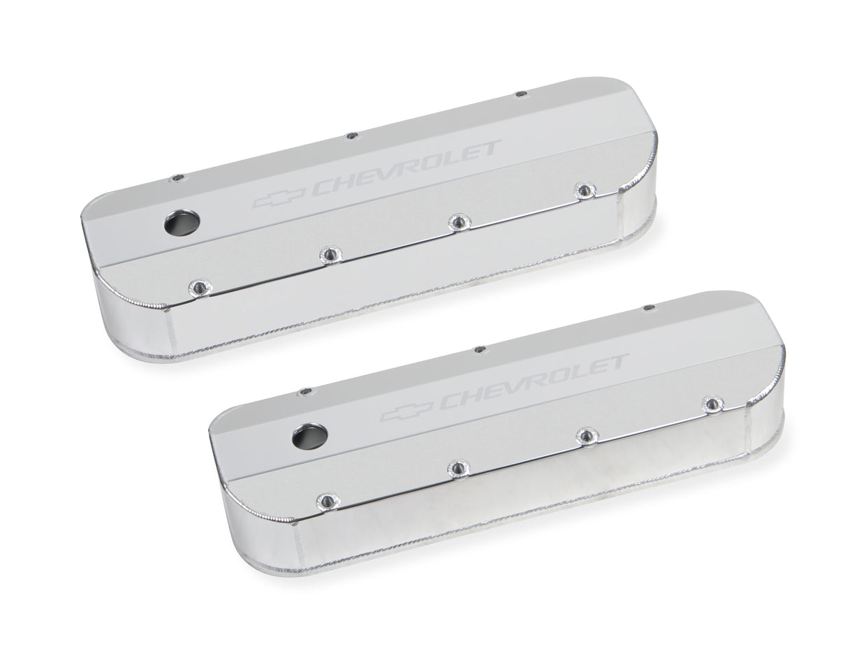 Holley 241-278 GM Licensed Valve Cover - Track Series - BBC - Fabricated Aluminum - Natural Anodized