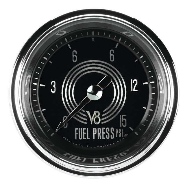 Classic Instruments V8 Speedster 2-1/8" Fuel Pressure Gauge (15 PSI) - V8SR145SHC