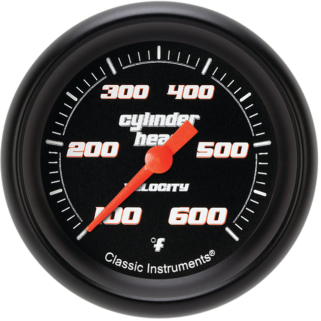 Classic Instruments Velocity Black 2-5/8" Cylinder Head Tempature Gauge - VS397BBPF