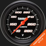 Classic Instruments Velocity Black 2 5/8" Full Sweep Water Temperature Gauge - VS326BBLF-08