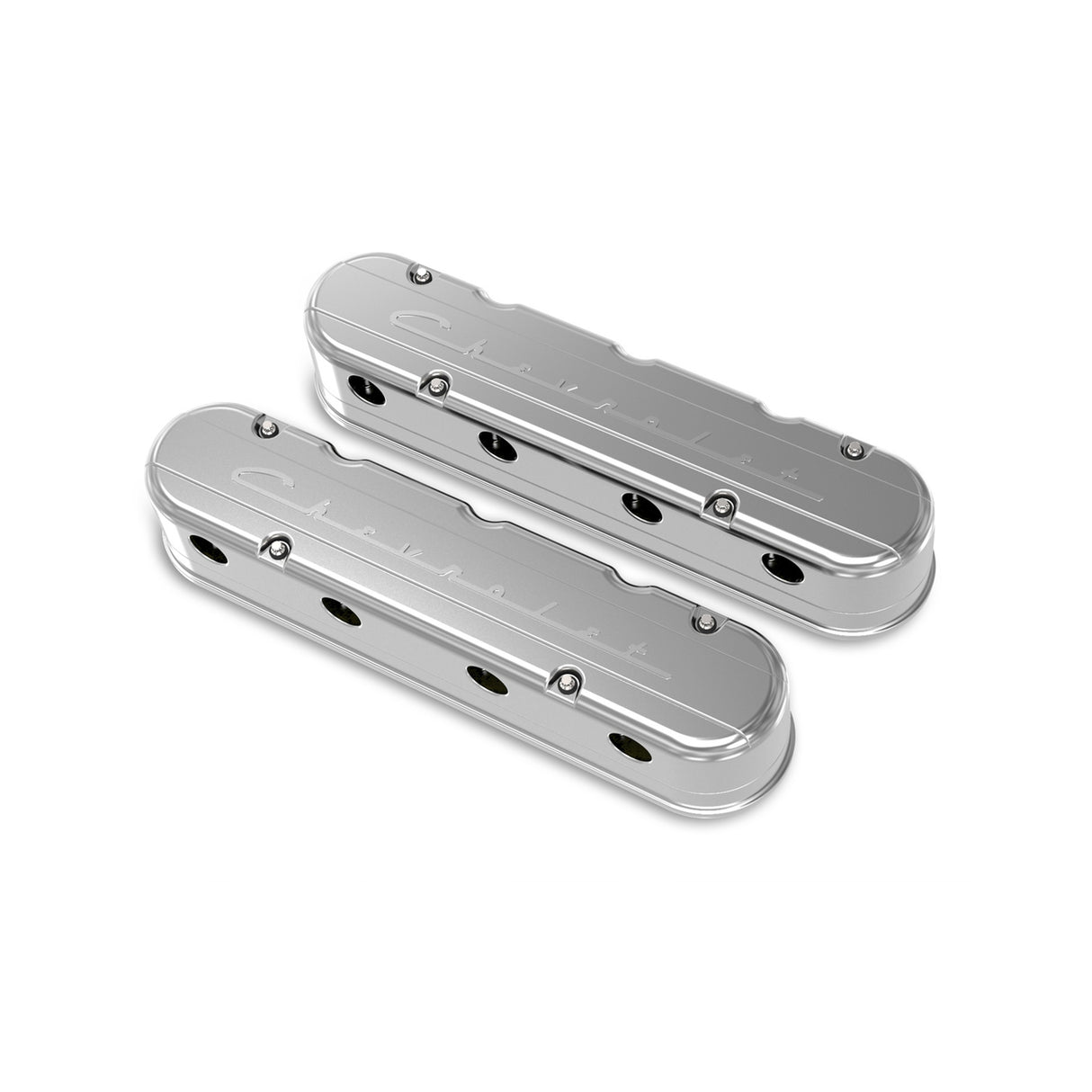 Holley 241-176 2-Piece "Chevrolet" Script Valve Cover - Gen III/IV LS - Polished