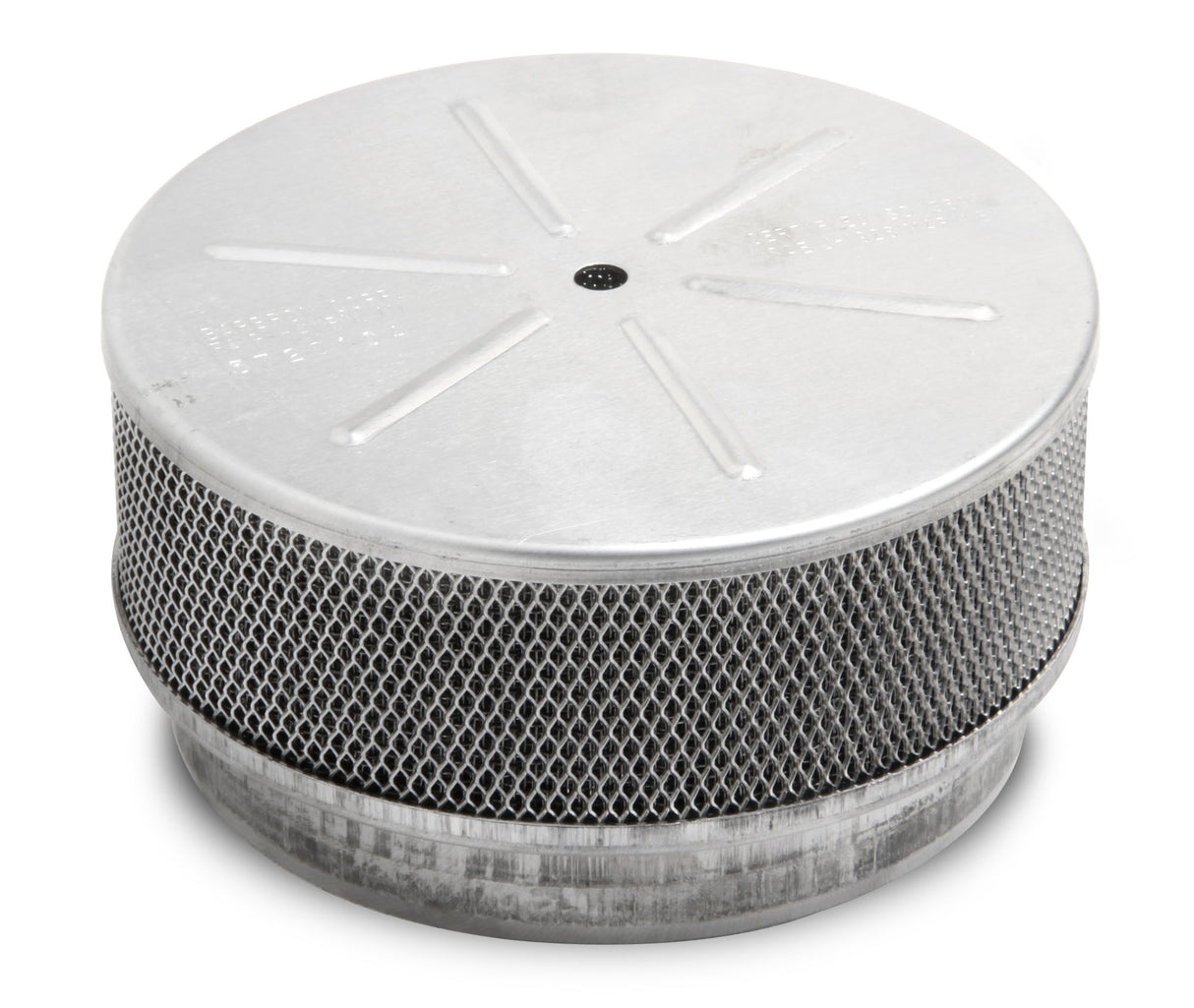 Holley 720-11 5-3/4"(A) x 2"(B) x 3/4"(C) x 5"(D), no vents, no flame tube, 350-600 recommended CFM Aluminum Marine Flame Arrestor - 350-600 CFM