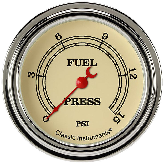 Classic Instruments Vintage 2-5/8" Fuel Pressure Gauge (15 PSI) - VT345SLF