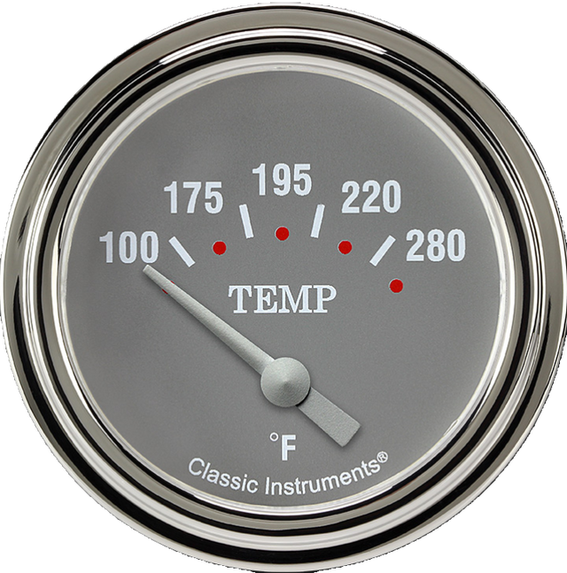 Classic Instruments Silver Gray 2 5/8" Short Sweep Water Temperature Gauge - SG226SLF-02
