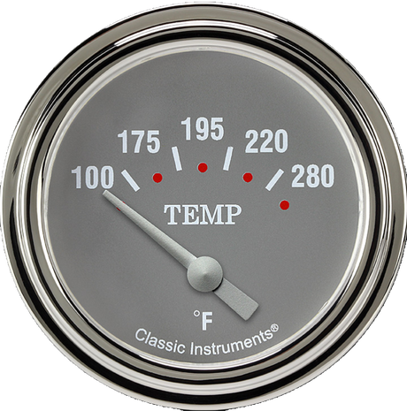 Classic Instruments Silver Gray 2 5/8" Short Sweep Water Temperature Gauge - SG226SLF-12