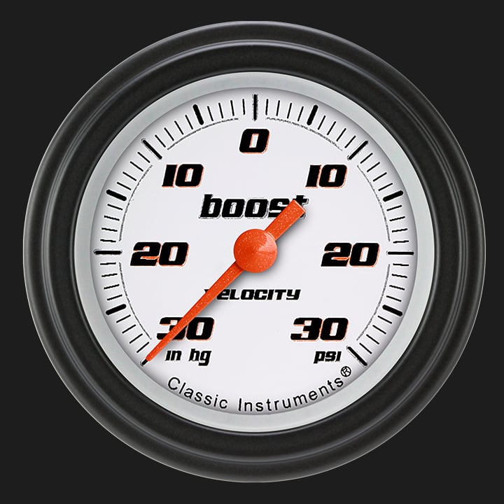 Classic Instruments Velocity White 2 1/8" Boost/Vac Gauge - VS141WBLF