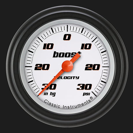 Classic Instruments Velocity White 2 1/8" Boost/Vac Gauge - VS141WBLF