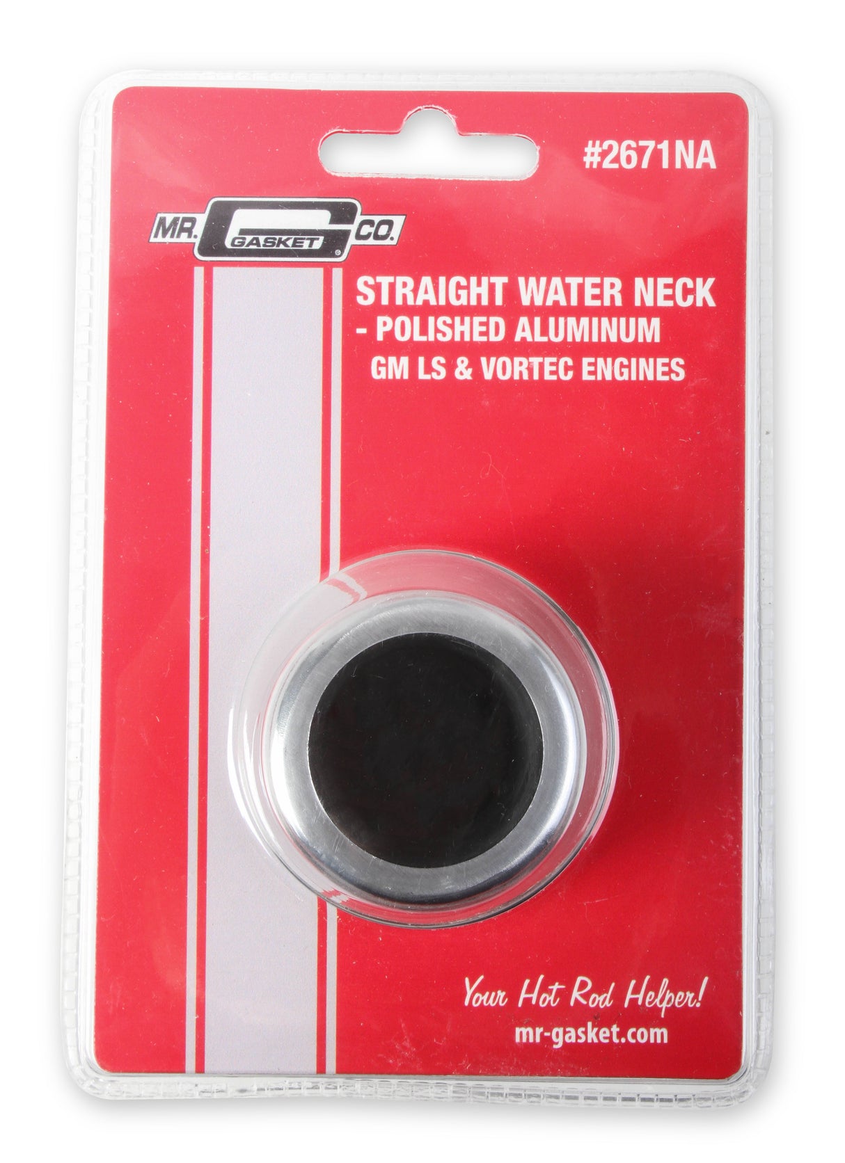 Mr Gasket GM LS Water Neck - Straight - Polished Finish - 2671NA