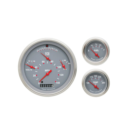 Classic Instruments 57 CHEVY 6 GAUTOGE SET GREY-LS - CH01GSLC-LS