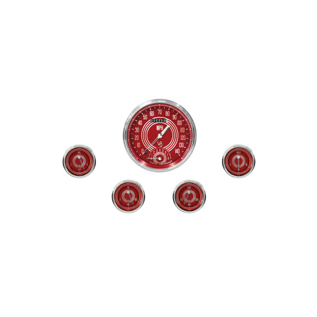 Classic Instruments V8 Red Steelie Five Gauge Set - V8RS65SLC