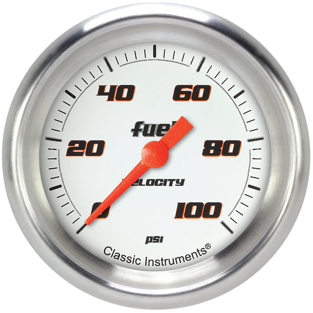 Classic Instruments Velocity White 2-5/8" Fuel Pressure Gauge (100 PSI) - VS346WAPF