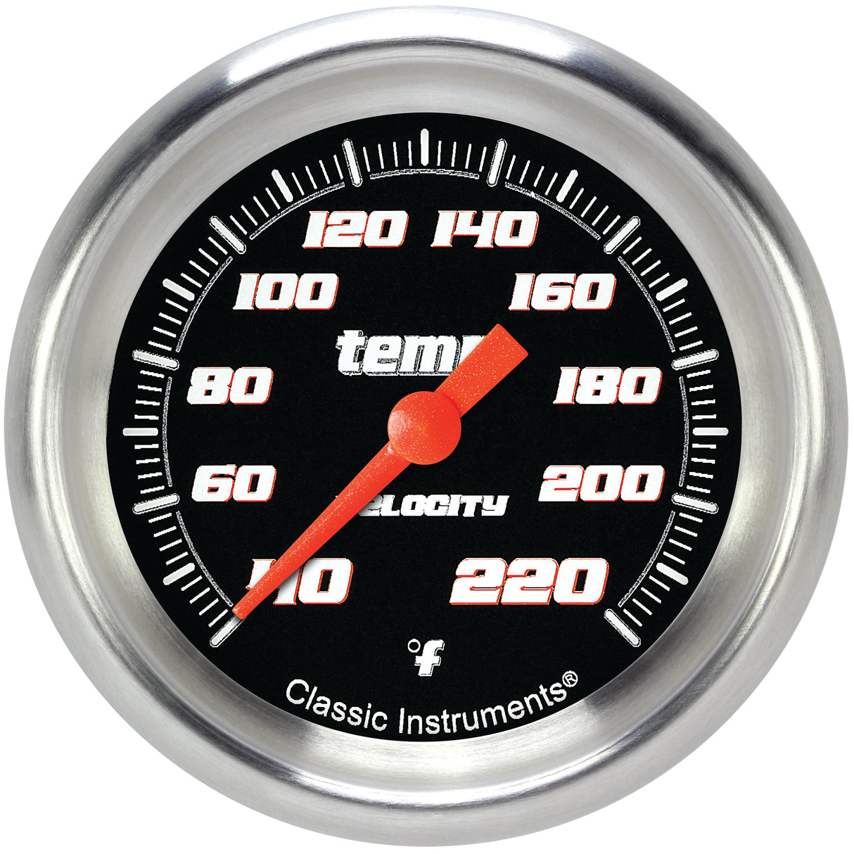 Classic Instruments Velocity Black 2-5/8" Stock Eliminator Tempature Gauge - VS329BAPF