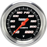Classic Instruments Velocity Black 2-5/8" Stock Eliminator Tempature Gauge - VS329BAPF