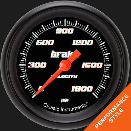 Classic Instruments Velocity Black 2 5/8" Brake Pressure Gauge - VS367BBPF