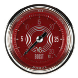 Classic Instruments V8 Red Steelie 2-1/8" Boost Gauge (30 PSI) - V8RS142SHC