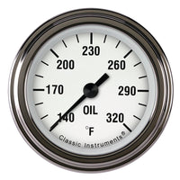 Classic Instruments White Hot 2-1/8" Oil Temperature Gauge - WH128SLF