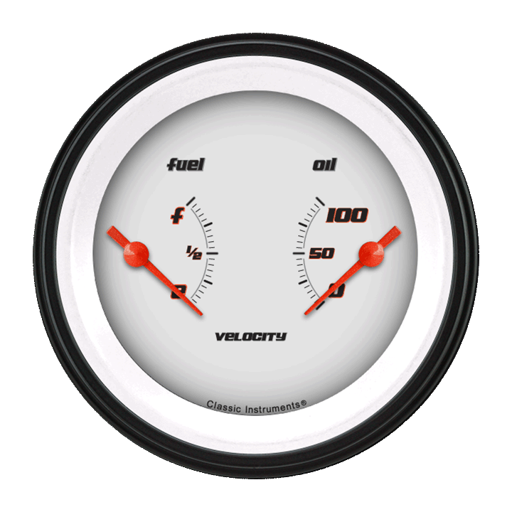 Classic Instruments Velocity White 3 3/8" Dual - VS72WBLF