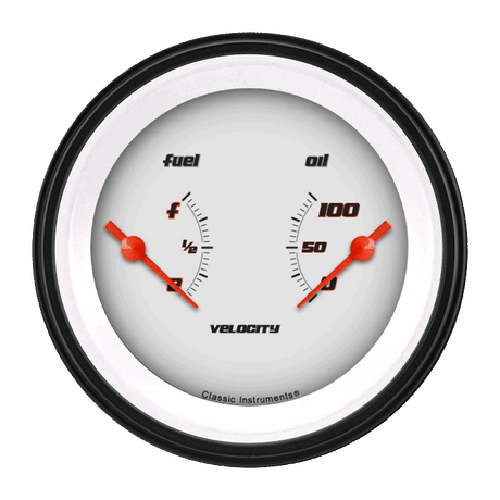 Classic Instruments Velocity White 3 3/8" Dual - VS72WBLF