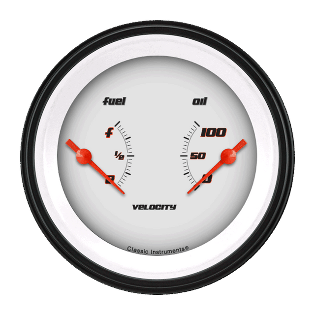 Classic Instruments Velocity White 3 3/8" Dual - VS72WBLF