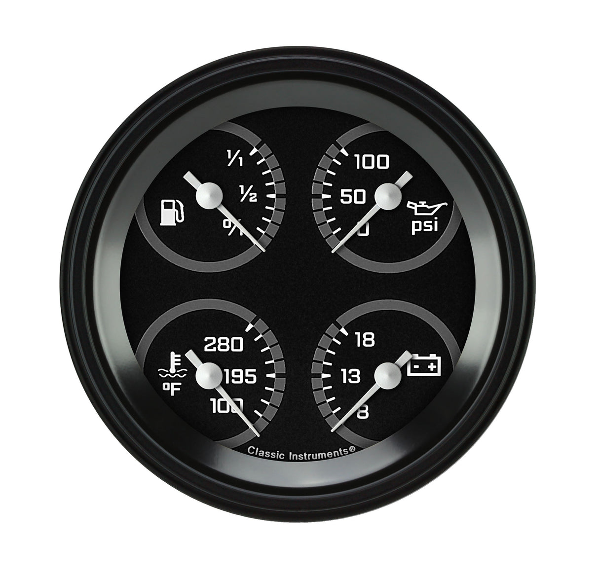 Classic Instruments AutoCross Gray 3 3/8" Quad - AX77GBLF