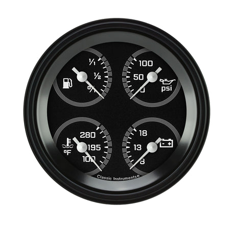 Classic Instruments AutoCross Gray 3 3/8" Quad - AX77GBLF