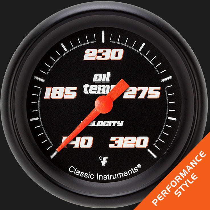 Classic Instruments Velocity Black 2 5/8" Oil Temperature Gauge - VS328BBPF