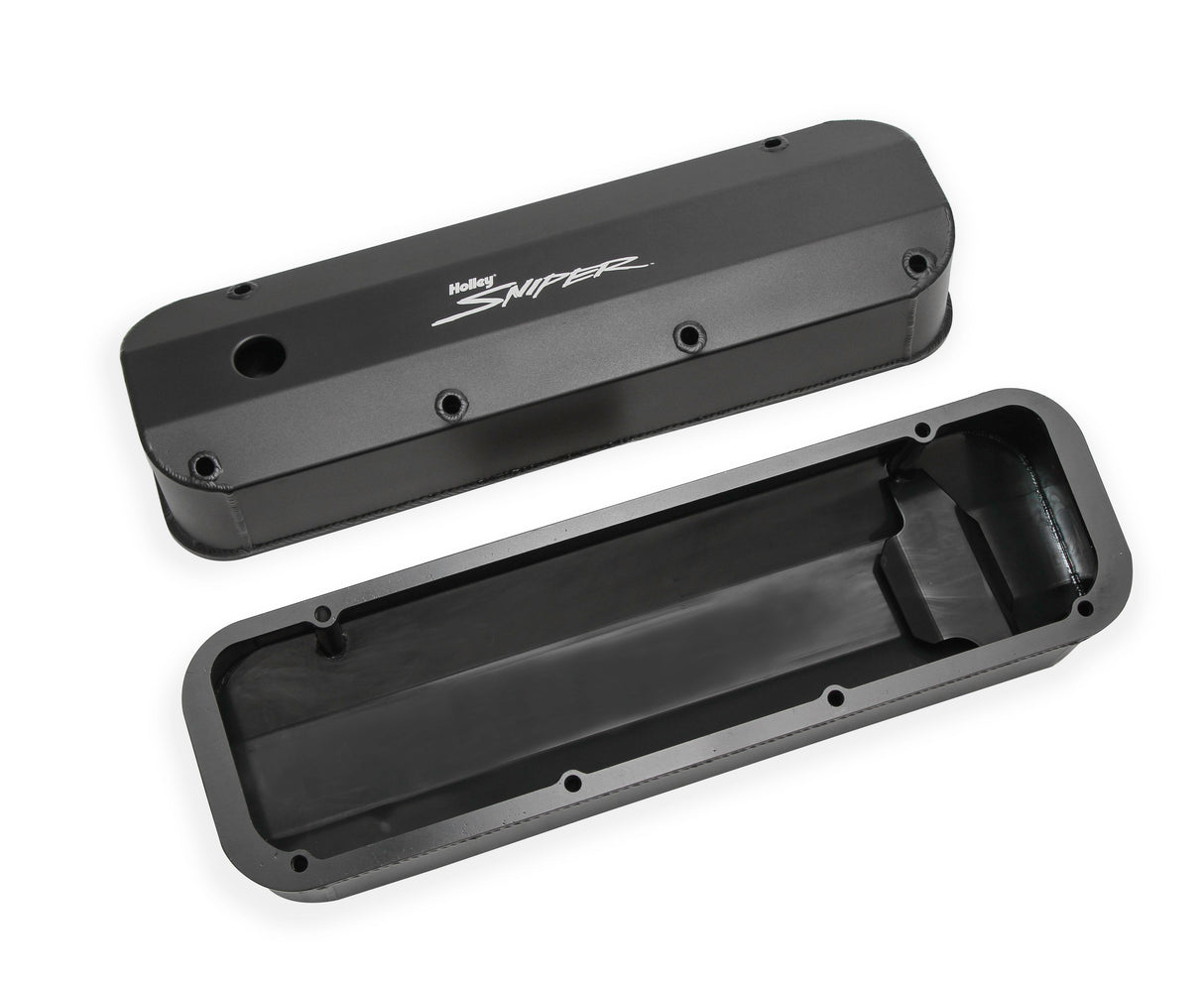 Holley 890007B Sniper Valve Cover - Fabricated Aluminum - Ford Big Block - Black Finish