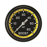 Classic Instruments Autocross Yellow 2-5/8" Boost Gauge (60 PSI) - AX343YBLF