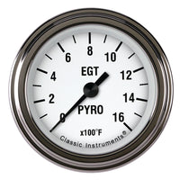 Classic Instruments White Hot 2-1/8" Exhaust Gas Tempature Gauge - WH198SLF