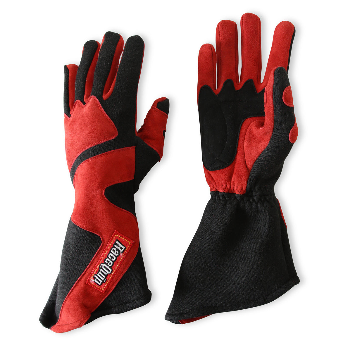 Racequip SFI 3.3/5 Red / Black Long Gauntlet Nomex Race Gloves - Medium - 358103RQP