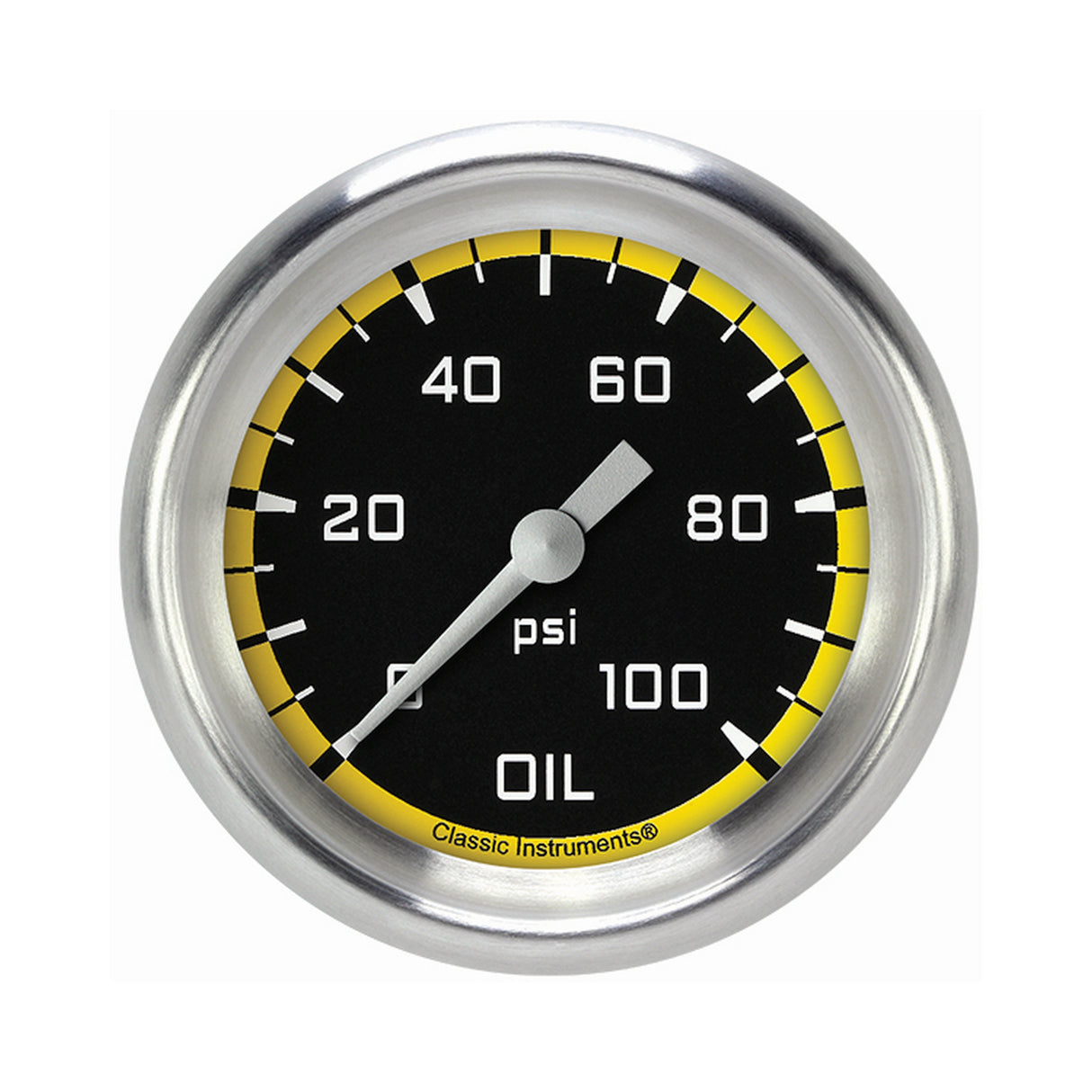 Classic Instruments Autocross Yellow 2 5/8" Oil Pressure Gauge - AX381YAPF