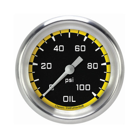 Classic Instruments Autocross Yellow 2 5/8" Oil Pressure Gauge - AX381YAPF