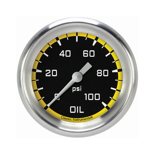 Classic Instruments Autocross Yellow 2 5/8" Oil Pressure Gauge - AX381YAPF