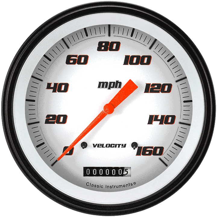 Classic Instruments Velocity White 4 5/8" Speedometer - VS56WBLF