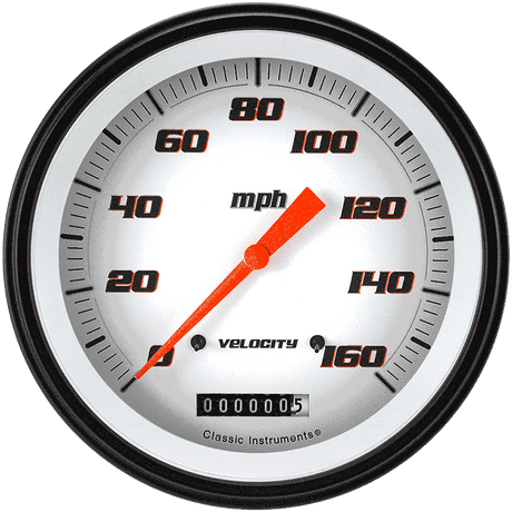 Classic Instruments Velocity White 4 5/8" Speedometer - VS56WBLF