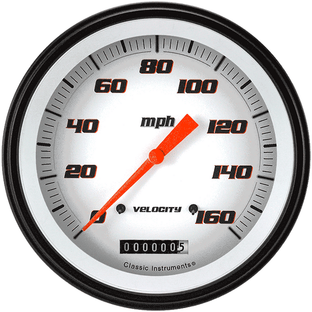 Classic Instruments Velocity White 4 5/8" Speedometer - VS56WBLF