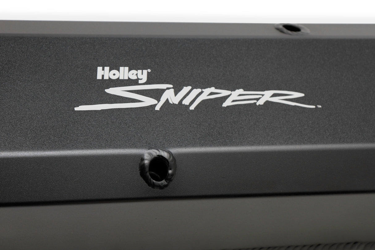 Holley 890003B Sniper Valve Cover - Fabricated Aluminum - Chrysler Small Block - Black Finish