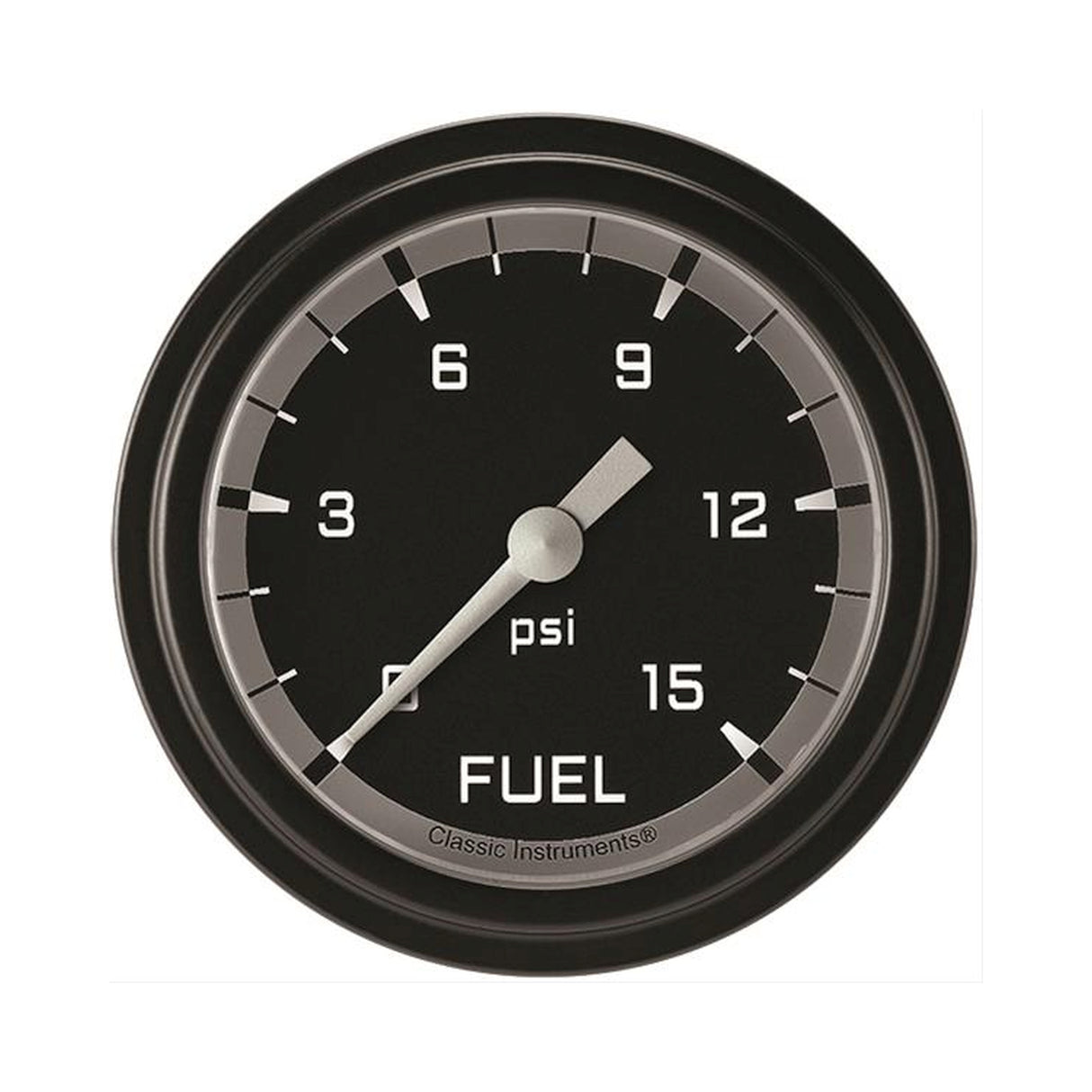 Classic Instruments Autocross Gray 2 5/8" Fuel Pressure Gauge, 15 psi - AX345GBLF