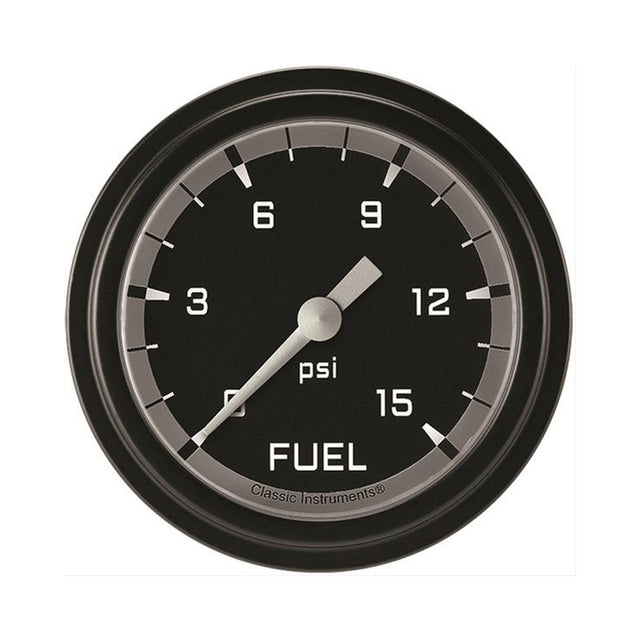 Classic Instruments Autocross Gray 2 5/8" Fuel Pressure Gauge, 15 psi - AX345GBLF