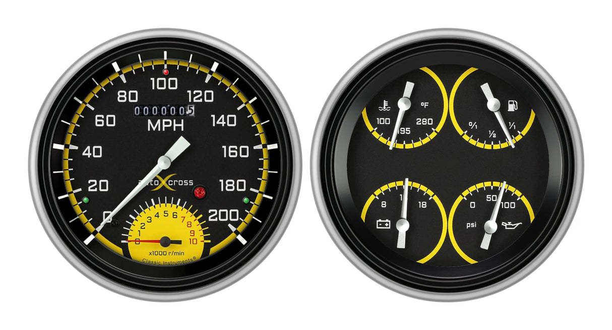 Classic Instruments AutoCross Yellow 51-52 Chevy Car Package - CH51AXY62