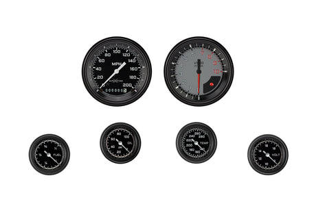 Classic Instruments AutoCross Gray Six Gauge Set 101 - AX101GBLF