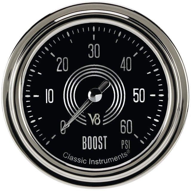 Classic Instruments V8 Speedster 2-5/8" Boost Gauge (60 PSI) - V8SR343SLC