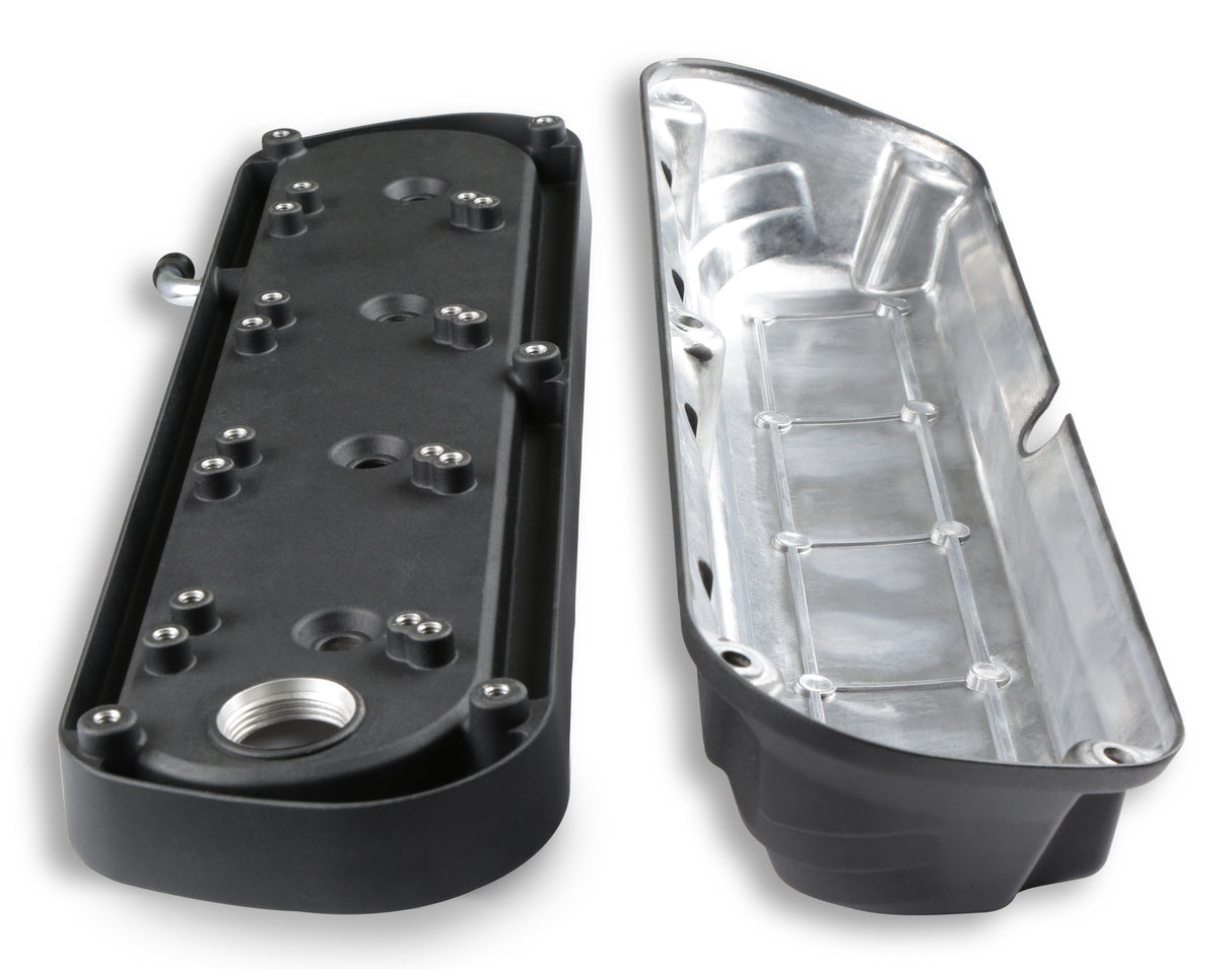 Holley 241-187 2-Piece Ford Style Valve Cover - Gen III/IV LS - Satin Black