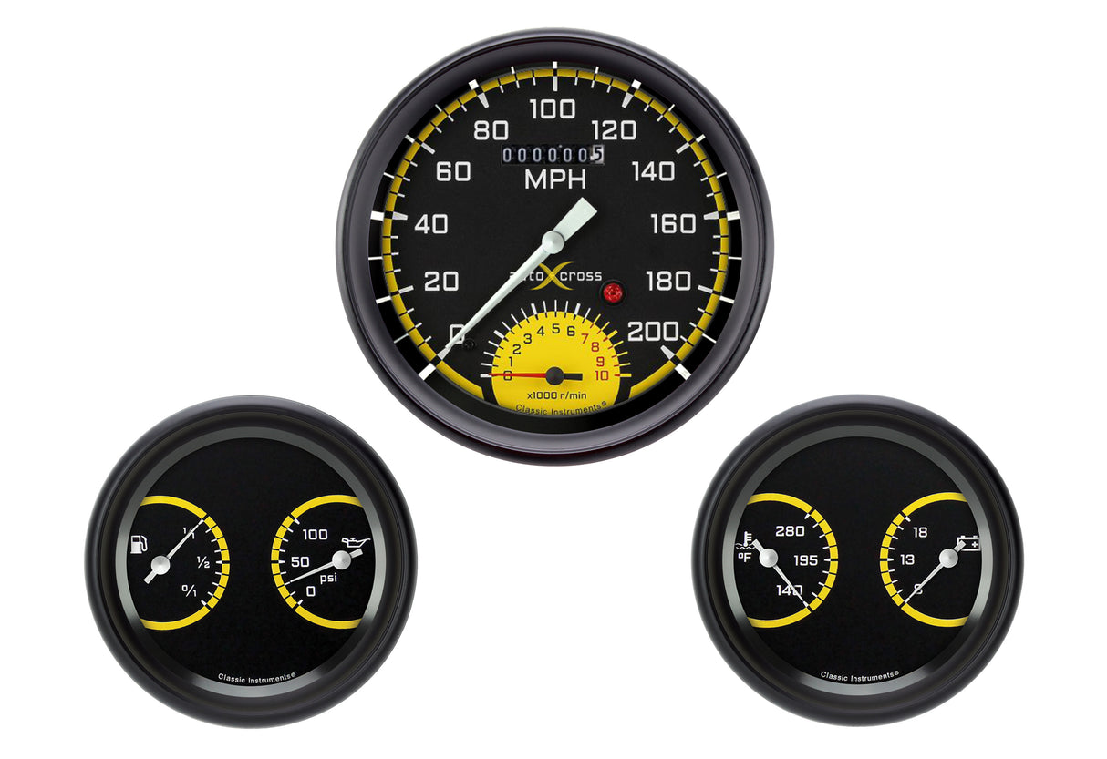 Classic Instruments AUTO CROSS YELLOW 5" SPEEDTACH, 2 - 3" DUAL - AX61YBLF