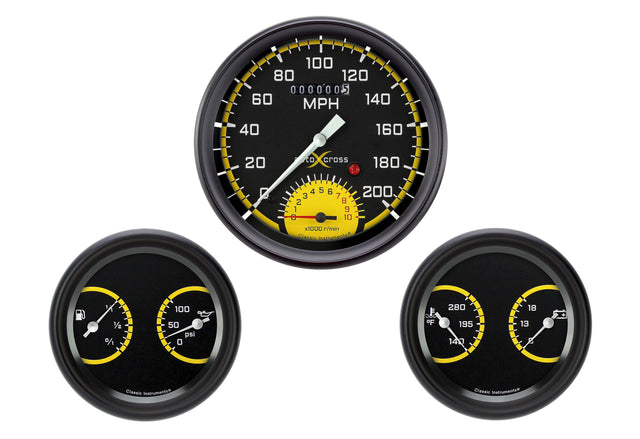 Classic Instruments AUTO CROSS YELLOW 5" SPEEDTACH, 2 - 3" DUAL - AX61YBLF