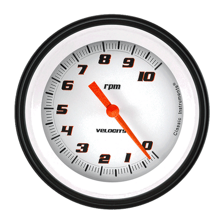 Classic Instruments Velocity White 3 3/8" Tachometer - VS10WBLF