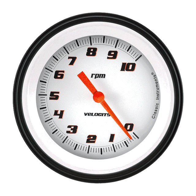 Classic Instruments Velocity White 3 3/8" Tachometer - VS10WBLF