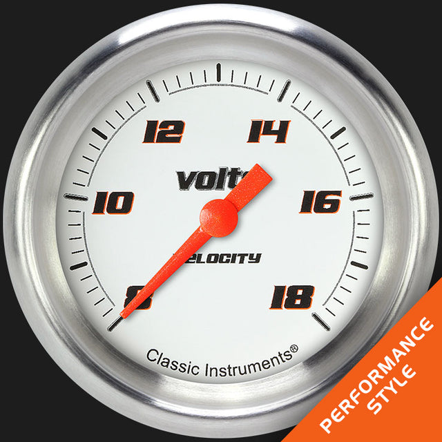 Classic Instruments Velocity White 2 5/8" Voltage Gauge - VS330WAPF